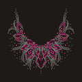 Wholesale Fluorescent Crystal Neckline Strass Design Hotfix Motif Rhinestone Transfers for Clothes
