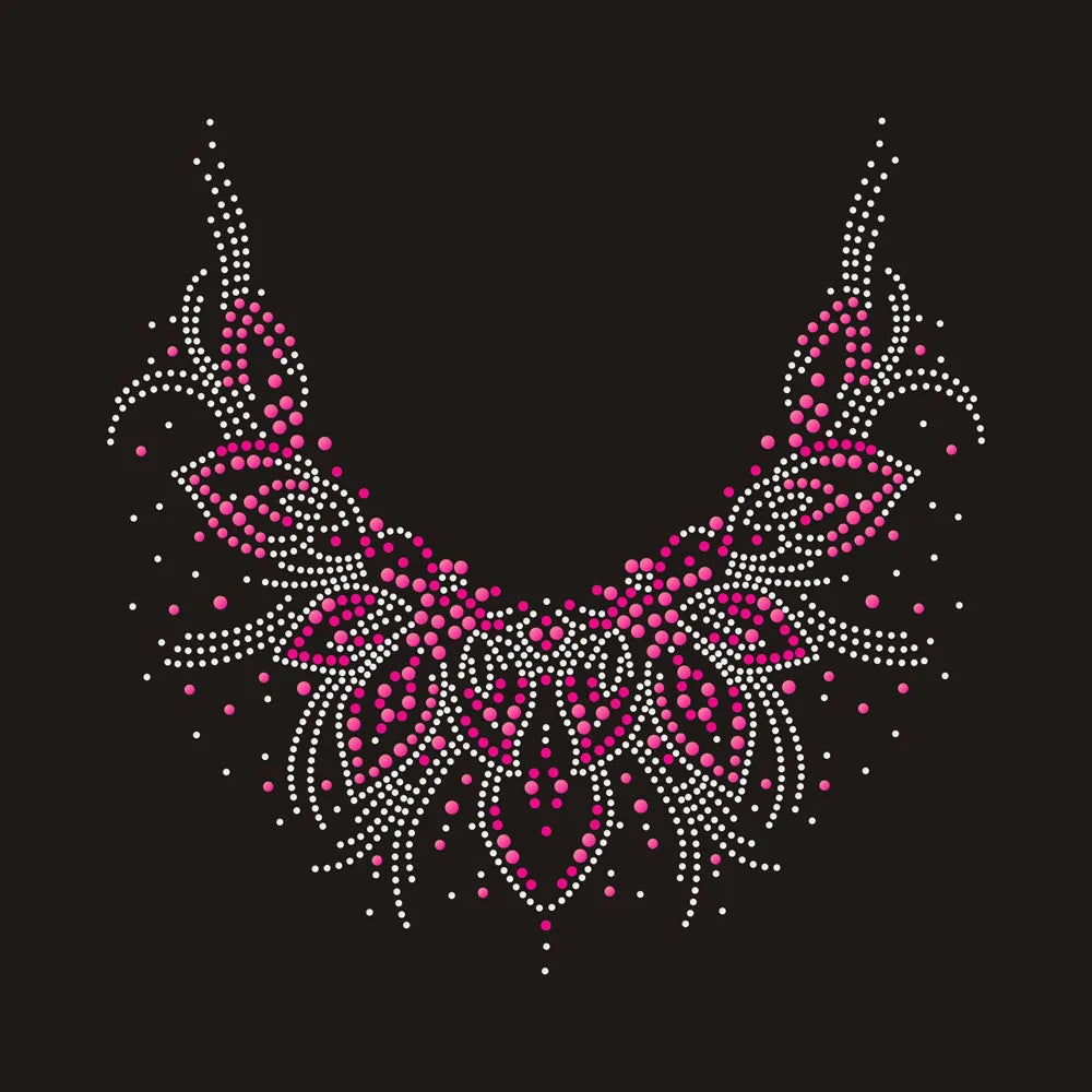 Wholesale Fluorescent Crystal Neckline Strass Design Hotfix Motif Rhinestone Transfers for Clothes
