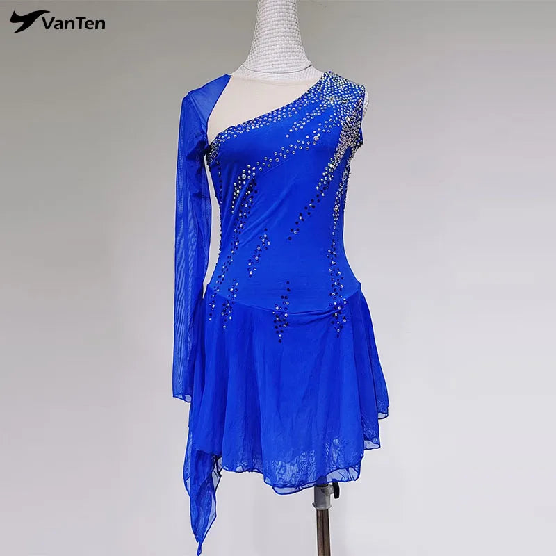 New Hot Sale Boy Ice Skating Skin Suit Ice Women Skating Costume Girls Dance Stage Costumes Competitive Performance Dress