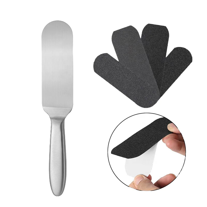 Professional Black Replaceable Sandpaper Callus Remover Pedicure Foot File with 50 Pcs Sandpaper Pads and Custom Logo for Metal
