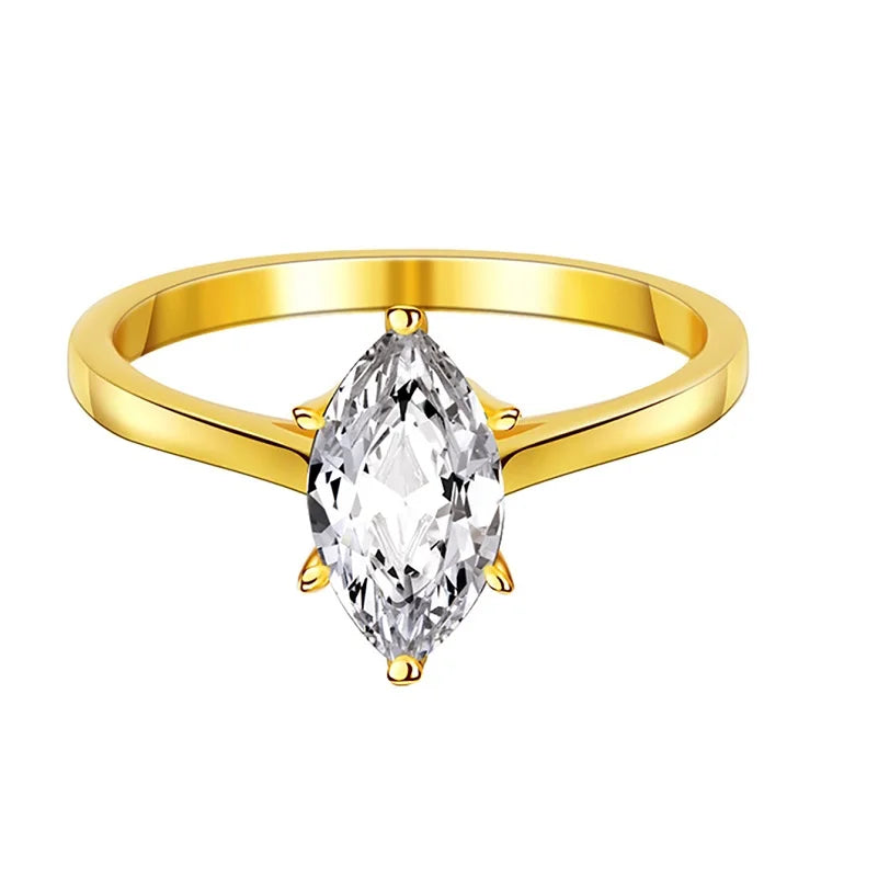 GRA Marquise Cut Diamond Moissanite Ring 1ct Carat 925 Sterling Silver 18k Gold Plated Luxury Women Wedding Fine Jewelry