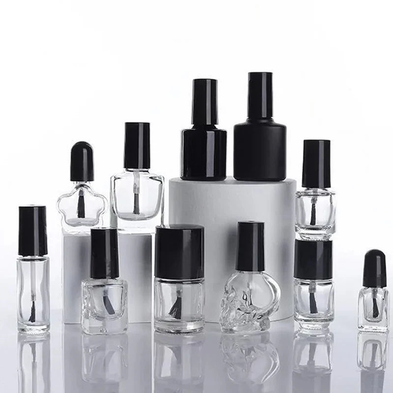 Wholesale 5ml 8ml 10ml 12ml 15ml Clear Empty Cosmetic Nail Polish Glass Bottle With Brush Cap Glass Nail Gel Bottle Containers
