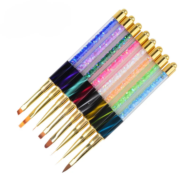 Tamax Nab012 8pcs Nylon Acrylic Brushes Supplies for Professionals Polish Gel Nails Painting Manicure Tools