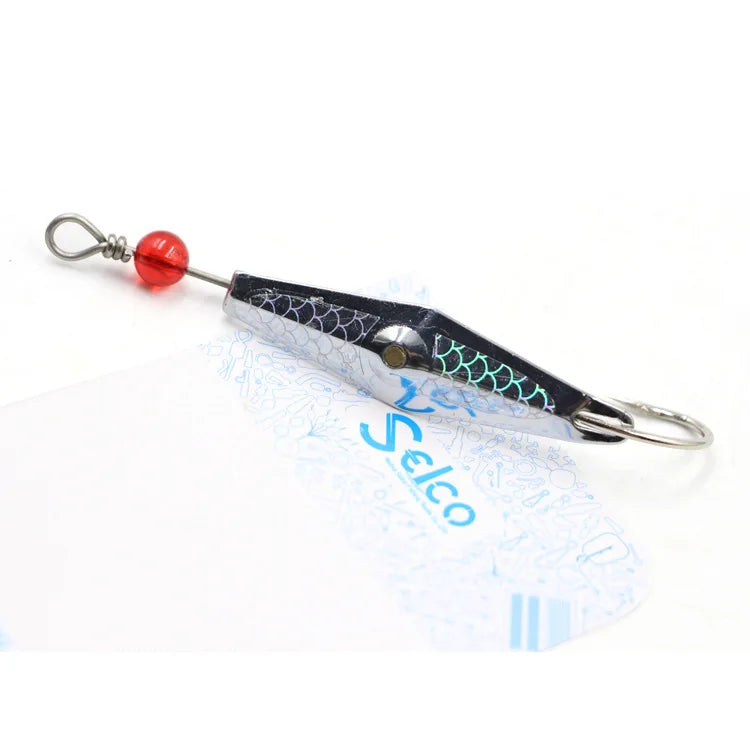 Selco Metal Fishing Spoon Lures Silver Plating Metal Casting Fishing Lure Hex Spinner Spoon Lure Fishing Accessories