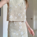 Wholesale 2023 Summer French 3D Flower Tank Top Design Sense Heavy Industry Sequin Half Skirt Women's Set