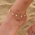 Exquisite 18k Gold-plated Stainless Steel Ankle Chain Pendant with Tassel Pearl Women's Anklet