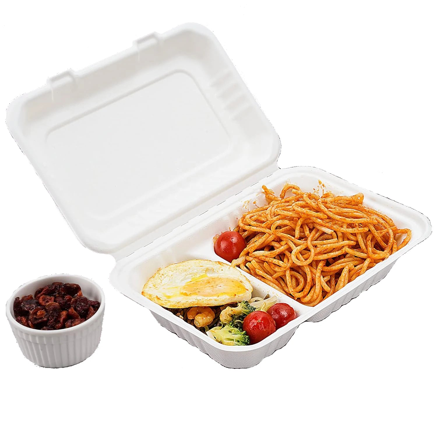 Wholesale 3 Compartment Microwave Togo Clamshell Containers Disposable Storage Takeaway Food Container