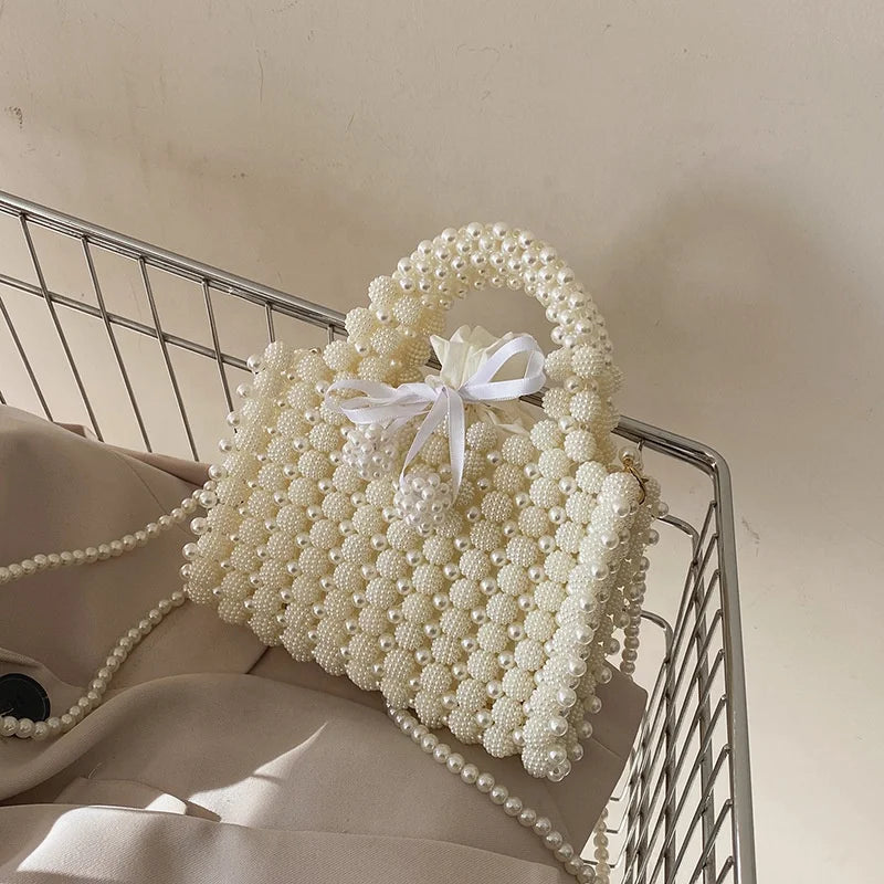 Wholesale Handmade Women Pearl Clutch Bag 2025 Hot Ladies Chain Beaded Evening Bag Wedding Clutch Ladies Artificial Pearl Purse