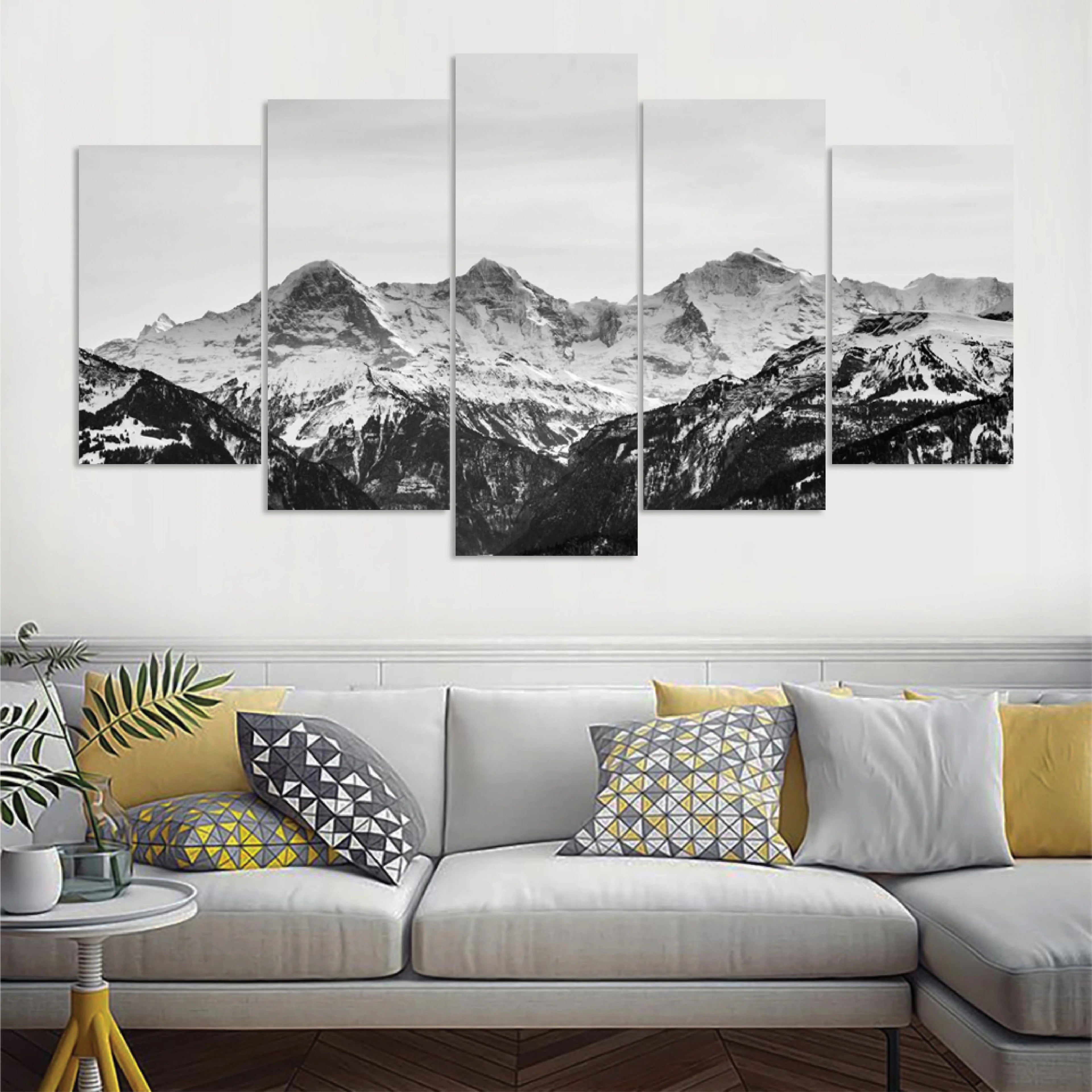 DX Designs 5 Panels Wall Art Canvas Painting Mountain Peak Posters and Prints Modern LANDSCAPE Paintings Decoration