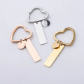 Custom Name Keychain Souvenir Blank Heart Stainless Steel Key Chains Rose Gold Plated Zinc Alloy Blank Laser Engraving Keychain
