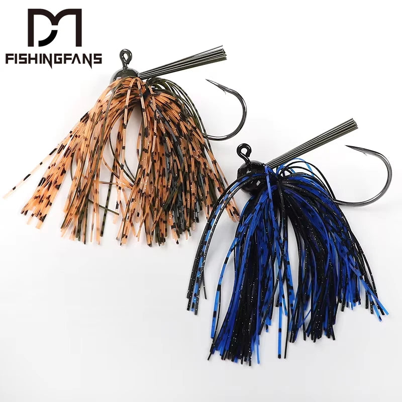 FISHINGFANS Skirt Lure Silicone Bass Fishing Weedless Jigs 10g 14G Lead Head for River Lake Stream