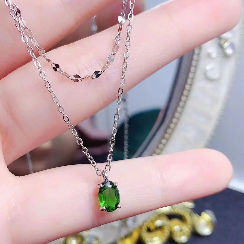 Fashion Factory Supply Princess Moon and Star Natural Diopside Necklaces for Women Certified Jewelry