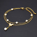 Korean Foot Jewelry White Shell Tassels Gold Plated Butterfly Pendant Anklet Chain Beach Jewelry Anklet