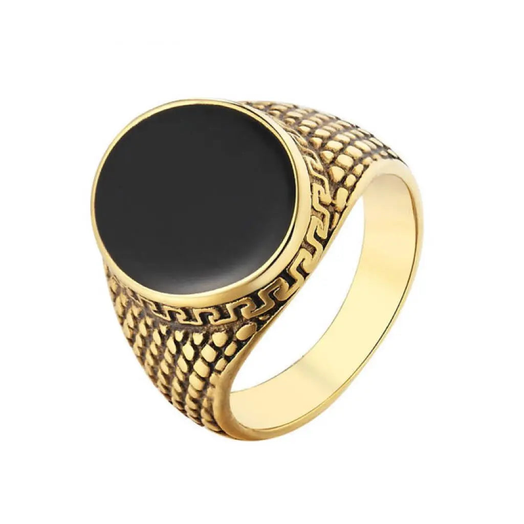 Wholesale Fashion Jewelry Ring Personalized Punk Style Gold Dainty Black Drip Oil Stainless Steel Rings for Men Size 7-13