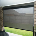 Outdoor Horizontal Fabric Roller Shutter Waterproof Fade-Resistant Pinhole Design Built-in Swimming Blinds Shades Plain Color