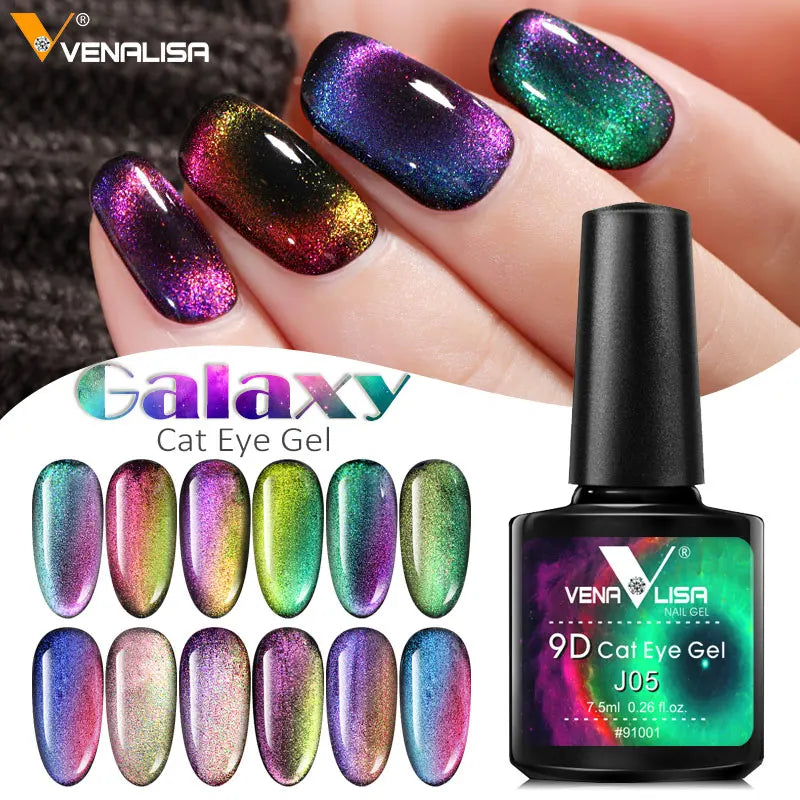 Newest VENALISA 9D Cat Eye Nail Gel Polish Magic Colourful Starry Color Nail Gel Polish OEM Custom Labeling Cat Eye Polish Gel