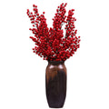 Long Artificial Flower Winter Jasmine Folk Pip Berry Plant Dry Branches for Wedding Home Office Party Hotel Table Vase Christmas