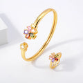 Customised Gold Filled Bangles Cz Indian Tube Sparkle 18K Gold Plated Copper Fancy Bracelet Ring Set