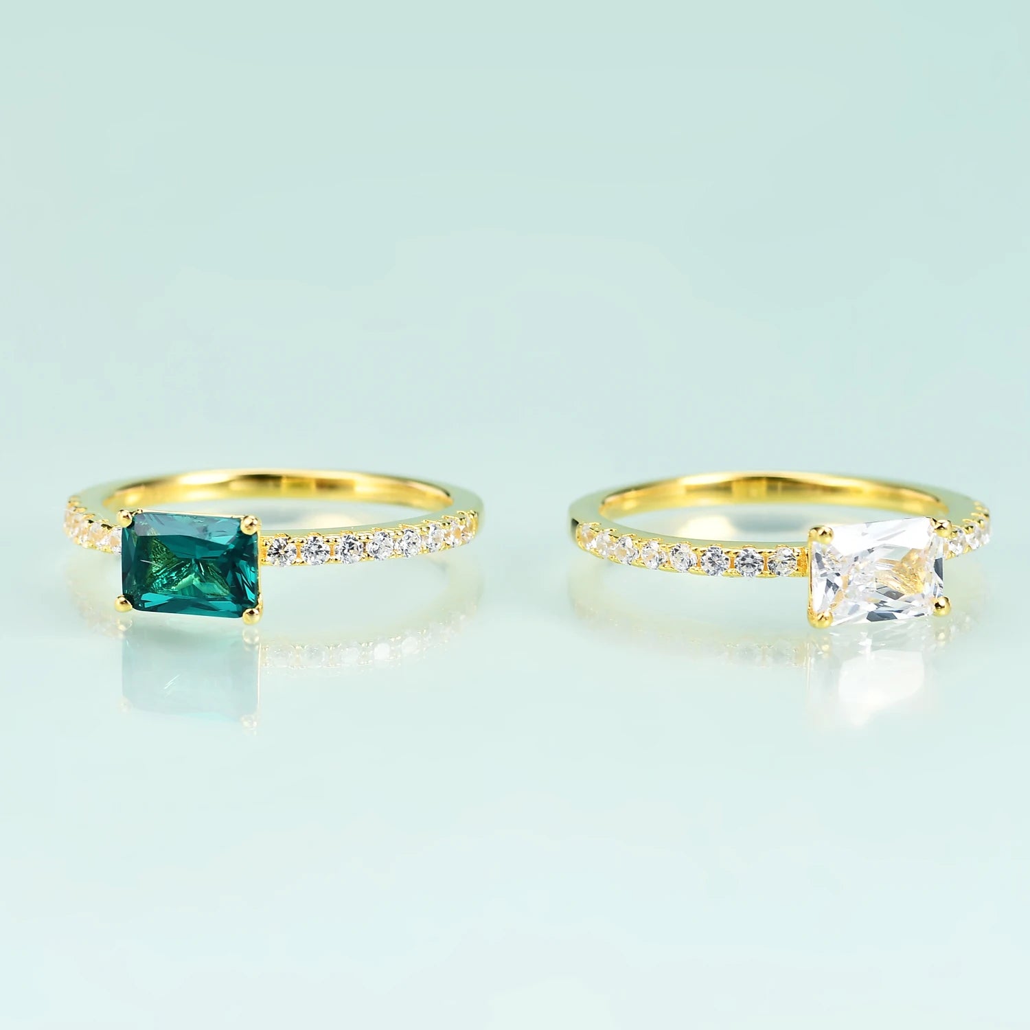 OL1021 Abiding Fine Jewelry Factory Wholesale Custom Gold Vermeil Jewelry 925 Sterling Silver Square Stone Rings