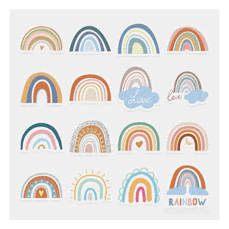16 PCS Rainbow Style Tactile Rough Textured Calming Stickers Adhesives Calm Stickers for Anxiety Sensory