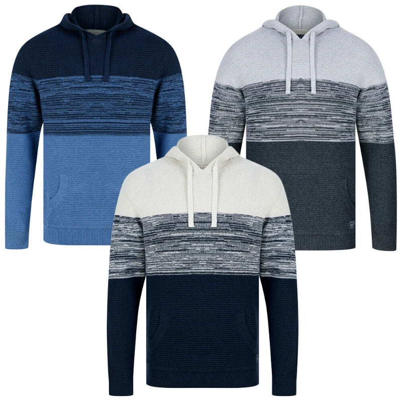 Fitspi Knitted Hooded Top Mens Cotton Pullover Hoodie Jumper Casual Top