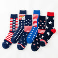 Wholesale Patriotic American Flag Patterned Socks Men Casual Novelty USA Cotton Crew Socks Bulk