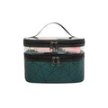 Large Capacity Double Layer Makeup Bag Diamond Pattern Trousse De Maquillage Zipper Closure Lady's Travel Toiletry Case
