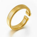 18K Gold Plated Stainless Steel Jewelry Chunky Elastic Snake Bone Chain Open Bangle Waterproof Hip Hop Bracelet B242471