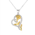 S925 Sterling Silver Rose Flower Necklace Two-Tone Pendant Necklaces for Women Girls Gift for Birthday Christmas Mother Day