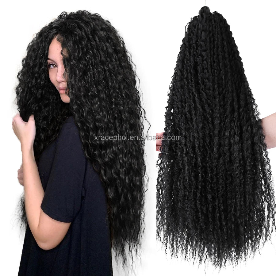 28 Inch Premium Synthetic Fiber Deep Wave Braiding Hair Afro Twist Brazilian Braids Kinky Curly Crochet Hair Extensions