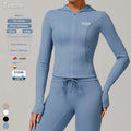 Women's Long Sleeve Sports Zipper Jacket Cool Breathable Anti-Ultraviolet Sun-protective Clothing for Yoga Zippered Sunblock Top