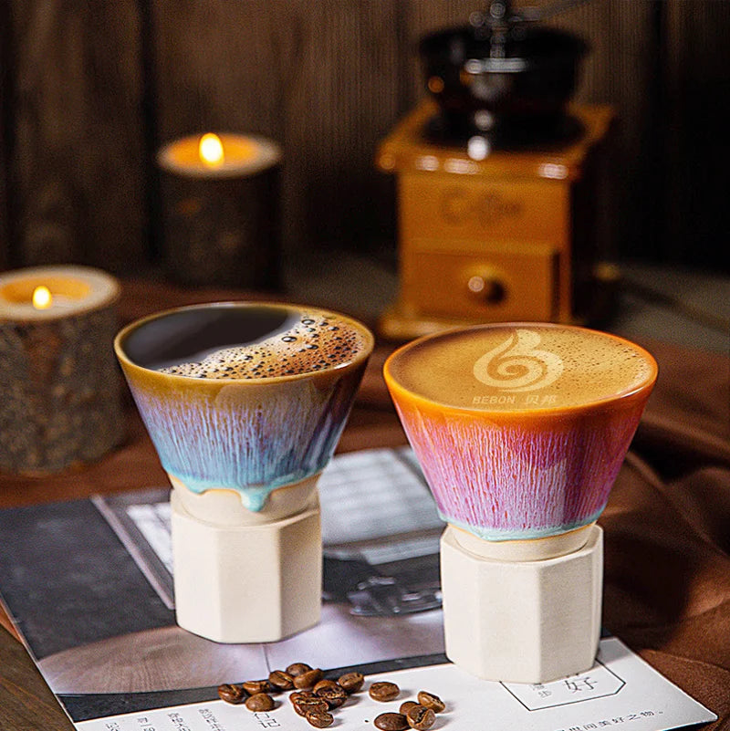 Handmade Kiln Change Middle East Turkish Ceramic Coffee Cups and Plates