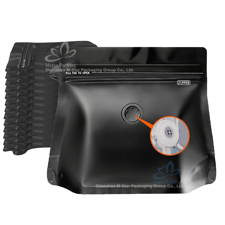 Wholesale Customized Aluminum Foil Coffee Tea Bags Flat Bottom with Leak-Proof Valve Zipper for Packaging Coffee Beans Candies