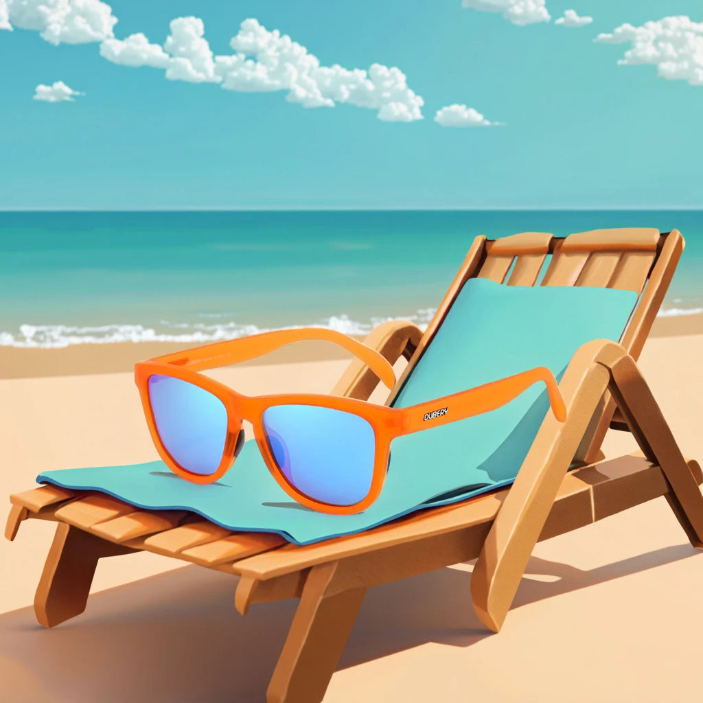 DUBERY High-End Summer Sunglasses for Women Elegant Blue-Orange Fashion Shades Clear Elegant Black PC Light Weight Comfortable