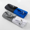 Custom Available 16" X 24" Tri-Fold Portable Microfiber Waffle Pattern Golf Towel With Carabiner Clip