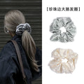 French Retro Large Intestine Hair Tie Milky White Velvet Pearl Superb High-End Women's Hair Scrunchy Accessories