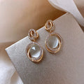 CAOSHI New Trend Style Oval Moonstone Dangle Earring Charm Gold Plating Engagement Women CZ Designer Earrings