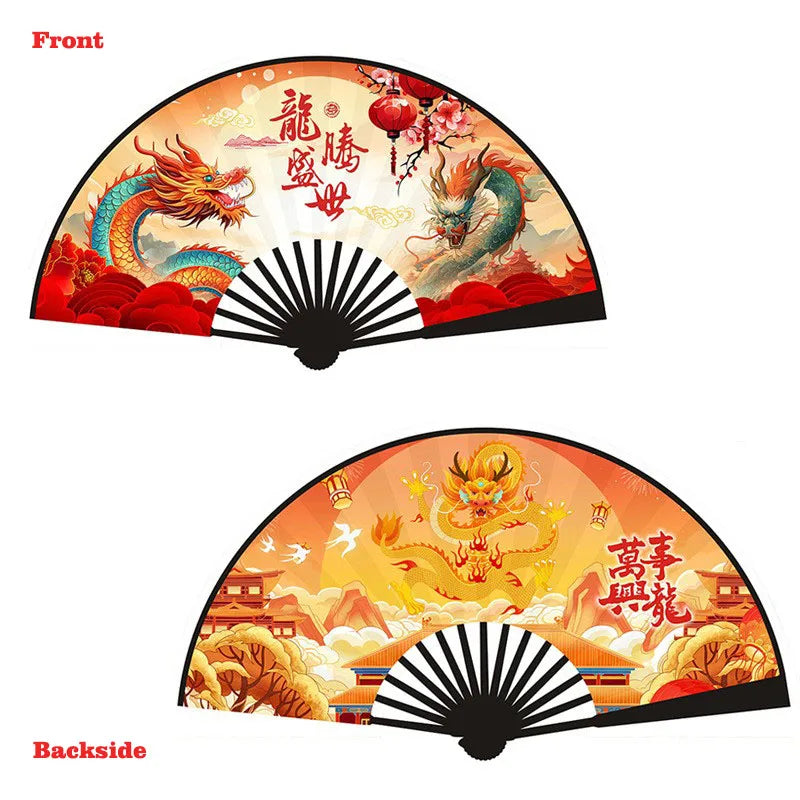 High Quality Custom Printed Logo Bamboo Folding Fan Handheld Folk Art Antique Animal Angel Designs Business Gifts Promotions