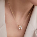 Trendy Stainless Steel Two Color Round Shape Two Interlocking Infinity Circle Pendant Necklaces Women Christmas Day Gift
