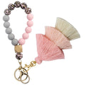 Factory Sell Fashion Portable Wristlet Bangle Keyring Silicone Key Ring Wristlet Silicone Bead Bracelet