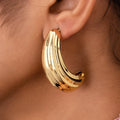 2025 New Arrival Fashion Jewelry New Irregular Geometric Design Exaggerated Earrings Retro Elegant 18k Gold Plated Hoop Earrings
