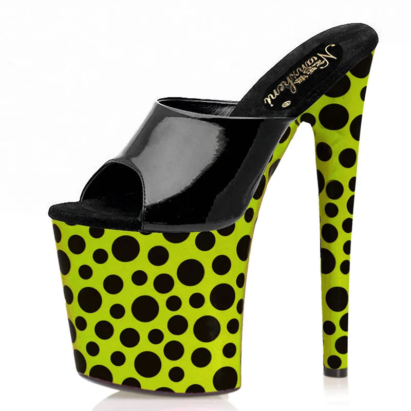 New wave point thin heel 20cm summer ultra-high heel fish mouth leaky toe high heels steel pipe dance 8-inch summer sandals