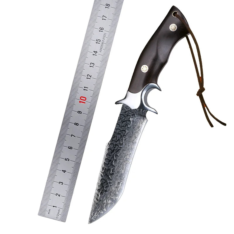 Bowie Damascus Tactical Survival Knife with Customizable Stainless Steel Blade DIY Wood G10 Handle for Hunting EDC OEM Available