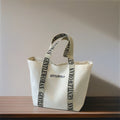 Custom Logo Large Letter Pattern Rope Eco-friendly Reusable Women's Gift Reinforced Cotton Canvas Shoulder Tote Bag Pocket