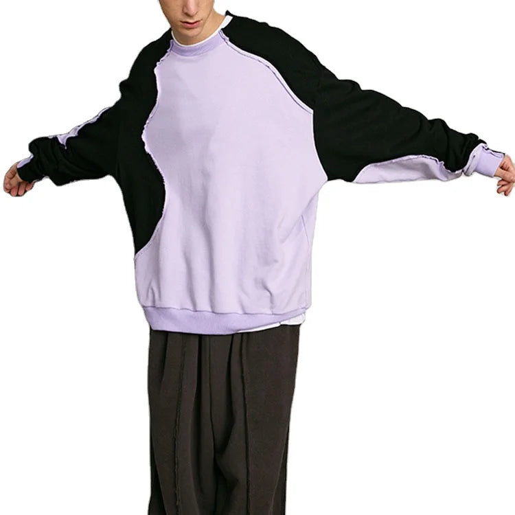 2026 Custom Street Splicing Hoodie Sleeves Crew Neck Chaopai Lovers Hoodies