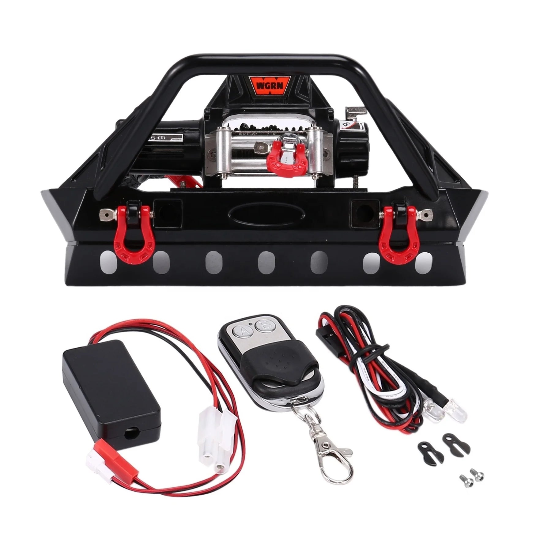 Metal Front Bumper With LED Light & Winch for Axial SCX10 SCX10 II III Traxxas TRX-4 TRX4 1/10 RC Crawler Car Upgrade Parts