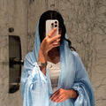 2024 New Summer European and American Fashion European Muslim Solid Color Bat Sleeve Casual Large Size Cardigan Moroccan Kaftan