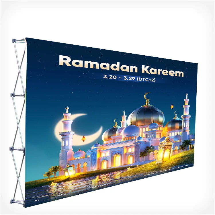 FEAMONT Portable Trade Show Equipment Fabric Display Backdrop Wall Pop up Display Stand for Events and Exhibitions