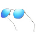 Unisex New Fashion Anti-Blue Light Polygon Polarized Sunglasses Gold Silver Frame Flat Glasses Blue Metal Frame Wholesale TAC
