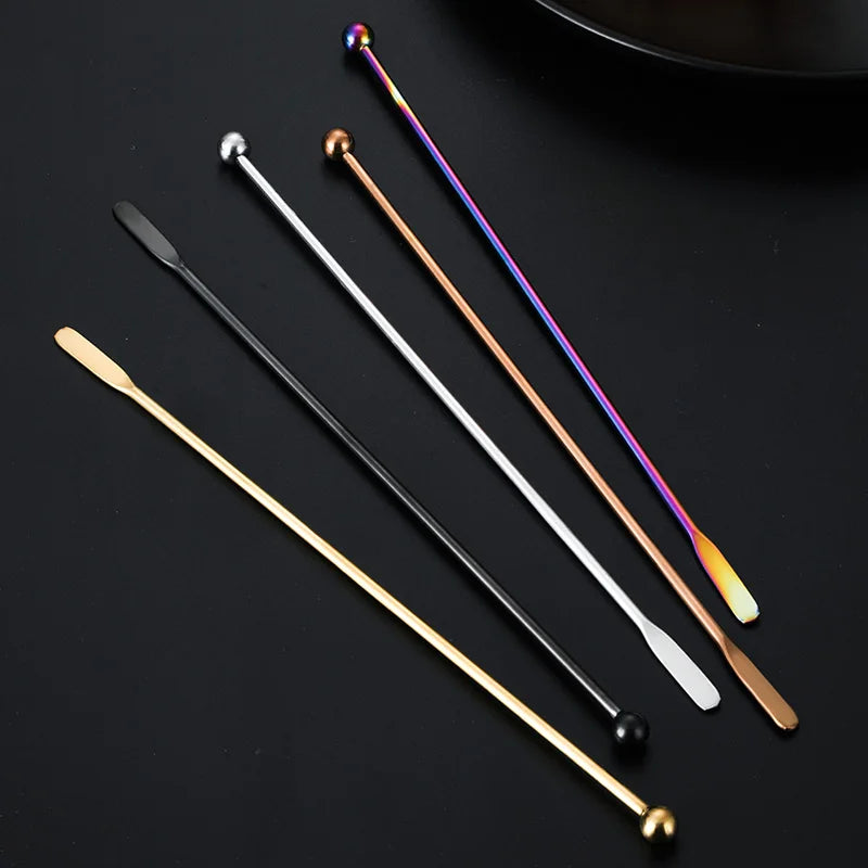7.5 Inch Stainless Steel Eco-Friendly Modern Multi-Color Cocktail Stirrers Square Paddles Coffee Swizzle Sticks with Custom Logo